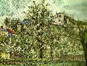 Camille Pissarro handelstradgard med blommande trad Spain oil painting artist